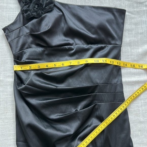 Ruby rox one shoulder ruched midi black cocktail dress SZ 5 - Picture 10 of 11
